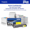 Brother Genuine TN635Y Standard Yield Toner Cartridge, 1 Pack - Yellow New