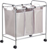 Amazon Basics 3-Bag Laundry Sorter with Removable Bags Metal Frame Gray New