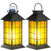 ANYPERFECT 2 PACK 13" BLACK SOLAR LANTERN WITH FLAME CANDLE JS1938 - BLACK