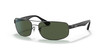 RAY-BAN Men's RB3445 Rectangular Dark Gray Lenses Matte Black Frame Sunglasses