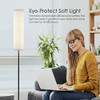 Square LED Floor Lamp with Fabric Shade for Living Room, Black