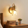 PARROT UNCLE MODERN 1-LIGHT GOLD WALL SCONCE LIGHT WITH SEEDED GLASS SHADE, GOLD