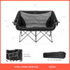 ARROWHEAD OUTDOOR 57" FOLDABLE HEATED CAMPING LOVESEAT CHAIR - BLACK/GRAY