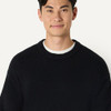 AMAZON ESSENTIALS RELAXED COTTON BLEND TEXTURED CREW PULLOVER MEN L BLACK New