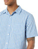 AMAZON Essentials Men's Short Sleeve Dress Shirt, LIGHT BLUE/WHITE/GRAY GINGHAM New
