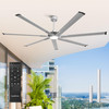 PARROT UNCLE 84 IN. BRUSHED NICKEL INDUSTRIAL DOWNROD MOUNT CEILING FAN - SILVER