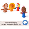 MS. RACHEL FINGER PUPPETS ZOO FRIENDS 4-PACK, LION, MONKEY & PARROT New