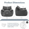 GERICCO GIANT PLUSH BEAN BAGS WITH ARMRESTS, OVERSIZED COMFY GREY BEANBAG CHAIR New