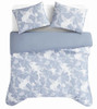 VINCE CAMUTO ORGANIC FLORAL 100% COTTON 3 PIECE FULL/QUEEN DUVET - BLUE New