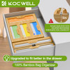 KOCWELL BAMBOO BAG STORAGE ORGANIZER - 2 WRAP DISPENSER WITH CUTTER & 4 SLOTS