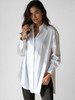 THE WARMY OVERSIZED LAPEL BUTTON SHIRT DRESS - SIZE: WOMEN XL - WHITE