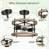 Lakumu 2-Light Retro Semi Flush Mount Ceiling Light Fixture Rustic Vintage Wood New