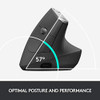 Logitech MX Vertical Wireless Mouse ERGONOMIC DESIGN REDUCES MUSCLE STRAIN New
