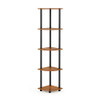 FURINNO TURN-N-TUBE CORNER SHELF 5-TIER BOOKSHELF 99811LC/BK - LIGHT CHERRY