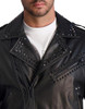 KARL LAGERFELD Exposed Zippers and Studs Biker Leather Jacket Men's Black S