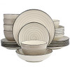 ELAMA GIA 24 PIECE STONEWARE DINNERWARE SET CREAM New