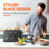 RAMJOY TOASTER 4 SLICE, DUAL INDEPENDENT CONTROLS  - BLACK STAINLESS STEEL