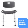 MEDLINE SHOWER CHAIR BATH BENCH WITH BACK, SUPPORTS UP TO 300 LB - GRAY