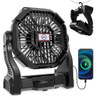 ELOSLOS PORTABLE RECHARGEABLE CAMPING FAN, 270 ROTATION, 36 HOURS X23 - BLACK