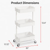 ORCHIDLEAF 3 TIER UTILITY ROLLING CART, HEAVY DUTY METAL ROLLING CART - WHITE