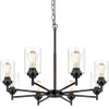 SUCO 33.5'' 8-LIGHT CHANDELIER LIGHTING GLASS SHADES BLACK - 3359-P8-BK New