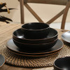 STONE LAIN BRASA STONEWARE 16 PIECE MODERN DINNERWARE SET - BLACK