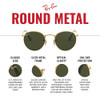 RAY-BAN ROUND METAL SUNGLASSES LENS WIDTH: 53MM - GUNMETAL GREEN