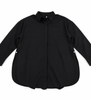 THE WARMY OVERSIZED LAPEL BUTTON SHIRT DRESS - SIZE: WOMEN XL - BLACK
