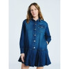 SCOOP DENIM PLEATED MINI SHIRT DRESS - SIZE: WOMEN S (4-6) - DARK ACID WASH New