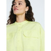 SCOOP WOMEN'S CROPPED OVERSIZED BUTTON-DOWN SHIRT LONG SLEEVES - M - LIME YELLOW New
