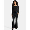 NO BOUNDARIES WOMEN'S RIBBED WAIST BOOTCUT PANTS 31.5'' - SIZE:  XS - BLACK SOOT New