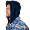 FIELD & STREAM MEN'S WIDGEON WAFFLE HOODED FLANNEL SHIRT 2XL SECURE BLUE PLAID