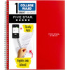 FIVE STAR 1-SUBJECT COLLEGE RULED NOTEBOOK, 8.5"X11", 100 SHEETS, B-106-RED