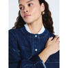 SCOOP WOMEN'S CROPPED OVERSIZED BUTTON-DOWN SHIRT - SIZE: WOMEN M - MEDIUM WASH New