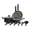 BELLA 12 PIECE COOKWARE SET EVERGOOD CERAMIC NONSTICK COATING - BLACK