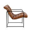 GIA MID CENTURY MODERN SLING ACCENT CHAIR SET OF 1, BROWN PU LEATHER - BLACK New