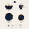 Stone Lain Porcelain 16 Piece Dinnerware Set, Service for 4, Blue and Golden Rim