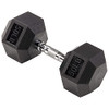 Fitvids RUBBER ENCASED EXERCISE FITNESS HEX DUMBBELL 50LB SINGLE - BLACK