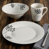 GIBSON NETHERWOOD 12 PC DINNERWARE SET W/BLACK CHERRY DESIGN - WHITE