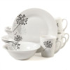 GIBSON NETHERWOOD 12 PC DINNERWARE SET W/BLACK CHERRY DESIGN - WHITE