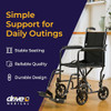 DRIVE MEDICAL FOLDING TRANSPORT WHEELCHAIR RELIABLE MOBILITY TR37E-SV - SILVER