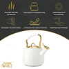 THYME&TABLE 1.8L STAINLESS STEEL STOVETOP TEA KETTLE - WHITE & GOLD New