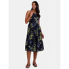 TIME AND TRU WOMEN'S TIE BACK MIDI DRESS,SIZE: WOMEN S - FRUIT BOUQUET DARK NAVY New