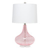 ELEGANT DESIGNS 24" MODERN REFINED RIPPLED GLASS TABLE LAMP - PINK