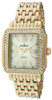 PEUGEOT WOMEN RECTANGLE DRESS WATCH WITH CRYSTAL DECORATED BEZEL - GOLD