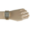 PEUGEOT WOMEN RECTANGLE DRESS WATCH WITH CRYSTAL DECORATED BEZEL - GOLD