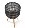 CASAFIELD LARGE BLACK RATTAN ROUND INDOOR PLANTER BASKET STAND - BLACK