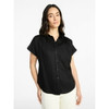 TIME AND TRU WOMEN'S CHAMBRAY CAMP SHIRT SIZE: L - BLACK SOOT WASHED New