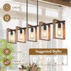 BRIGHTEVER 53" FARMHOUSE KITCHEN ISLAND LIGHTING 5-LIGHT - WOOD New