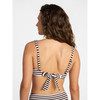 TIME AND TRU CRINKLE PLUNGE RING FRONT BIKINI TOP, SIZE L,CHOCOLATE WHITE STRIPE New